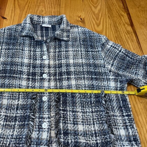 Suzy D London Gwen 21776 Shacket Jacket Women’s MED Blue Plaid Button - Picture 7 of 10
